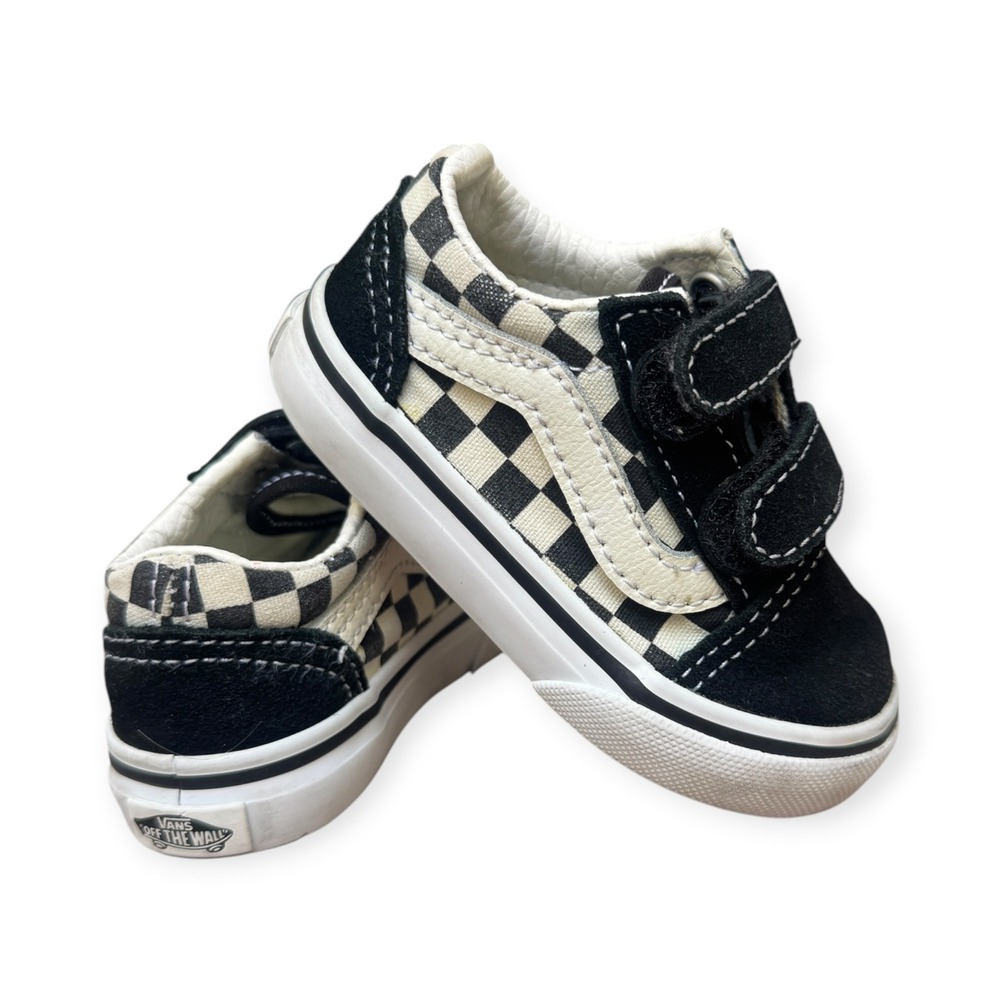 Vans Old Skool V Checkerboard Black White Toddler Shoes Size 4.0 Sneakers